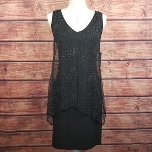 SLNY Sleeveless Sparkle Black cocktail dress
